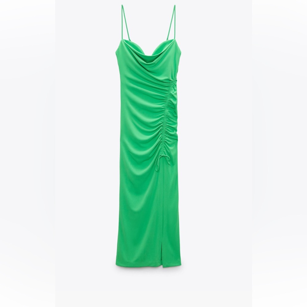 Zara draped midi slit dress size Small